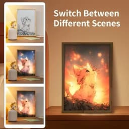Cute Cat Kawaii Pets Light Painting Picture Frame Led Night Light Moon Lamp Room Decor Home Bedroom Friends Kids Birthday Gifts