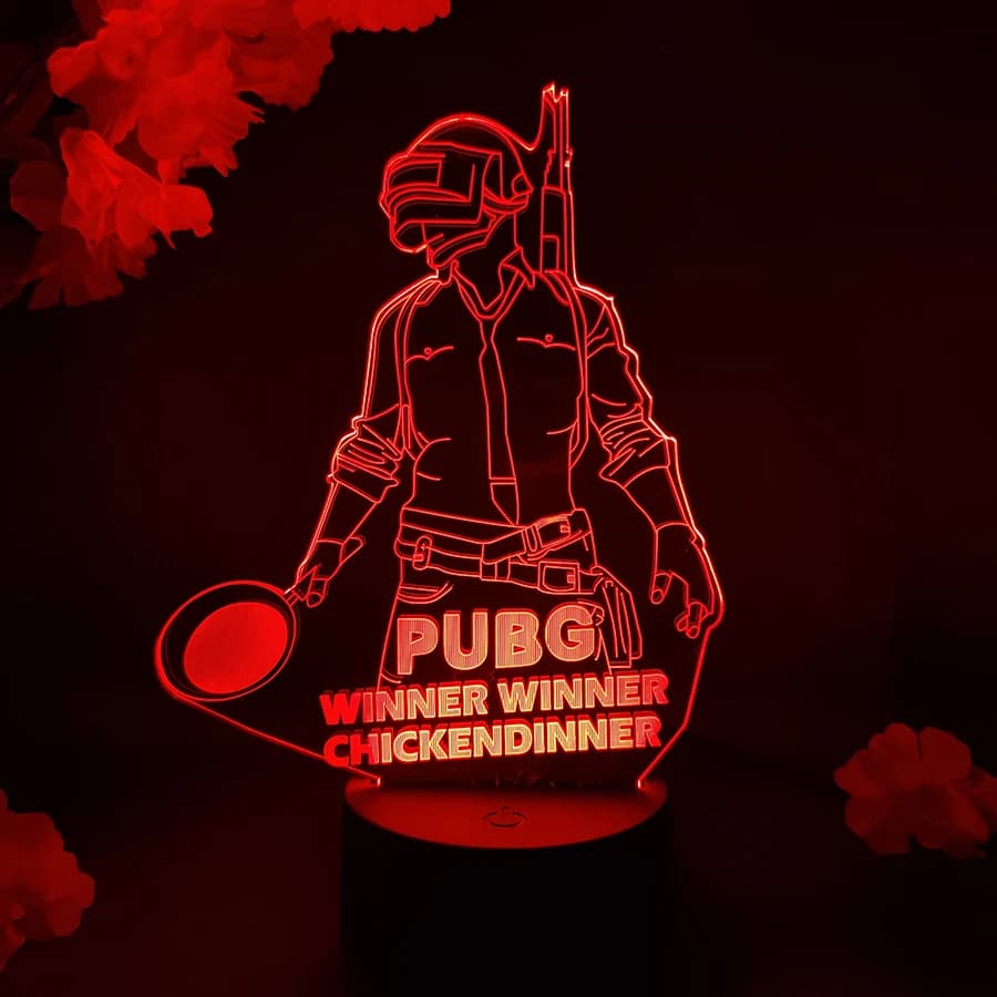 Game PUBG Action Figure 3D Illusion Light Cool Gift Birthday Valentine Gift for Gamer Boyfriend PC Desk Lamp Gaming Room Setup