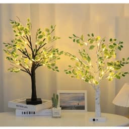 1PC Led Tree Light Indoor Simulation Green Leaves White Birch Tree Home Decoration Lights Christmas Party Popular Luminous Tree