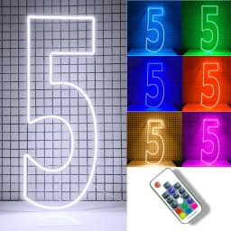 30inch Color-Changing Neon Sign Numbers - Free Standing & Hanging Option for Birthday Wedding Party Decor Lighting