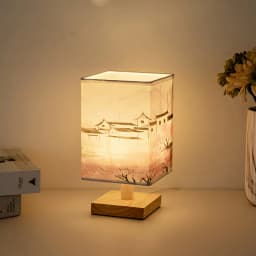 Square Cloth Cover Small Night Lamp near Decoration Bedroom Table Lamp Retro B & B Custom Remote Control Bedroom Light