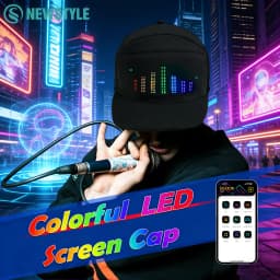 LED Hat Light Display Screen DIY Smart Pixel Matrix Baseball Hat Rechargeable Bluetooth APP Control Hip Hop Street Party Decor