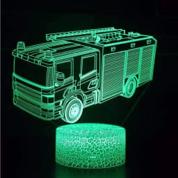 Nighdn 3D Fire Truck Night Lamp 7 Colors Changing USB Acrylic Optical Illusion LED Table Lamp Birthday Christmas Gift Kids Toys