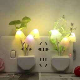 Novelty Lotus Leaf Mushroom Light Control Induction Colorful LED Night Lamp Creative Baby Bedside Wall Decor Bedroom Accessories