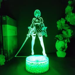 Nie-R YoRHa 2B Figure RGB Lamp Gamer Setup Decoration LED 7 Color Changing Nightlight Kids Gaming Room Desk Backlight