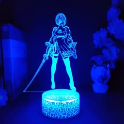 Nie-R YoRHa 2B Figure RGB Lamp Gamer Setup Decoration LED 7 Color Changing Nightlight Kids Gaming Room Desk Backlight