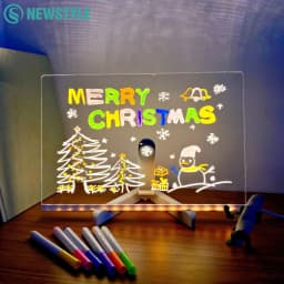 LED Note Board With Night Light Colorful 7 Pens DIY Acrylic Message Board Drawing Board For Birthday Gift