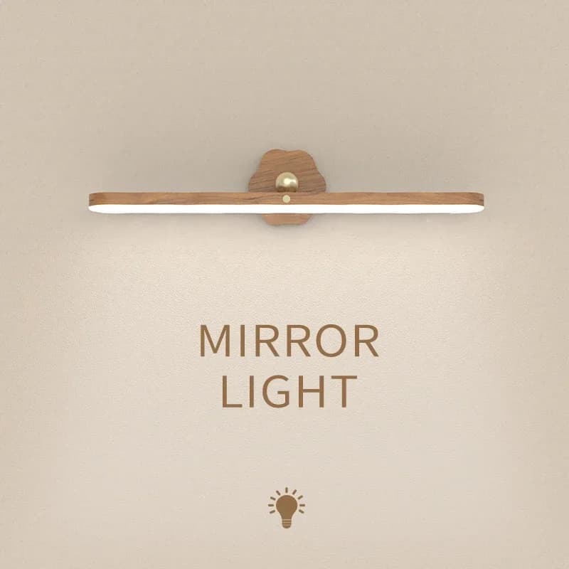 Wooden LED Night Light Mirror Front Fill Light Portable Rechargeable Magnetic Wall Lamp For Bedroom Bedside Lamp Touch Switch