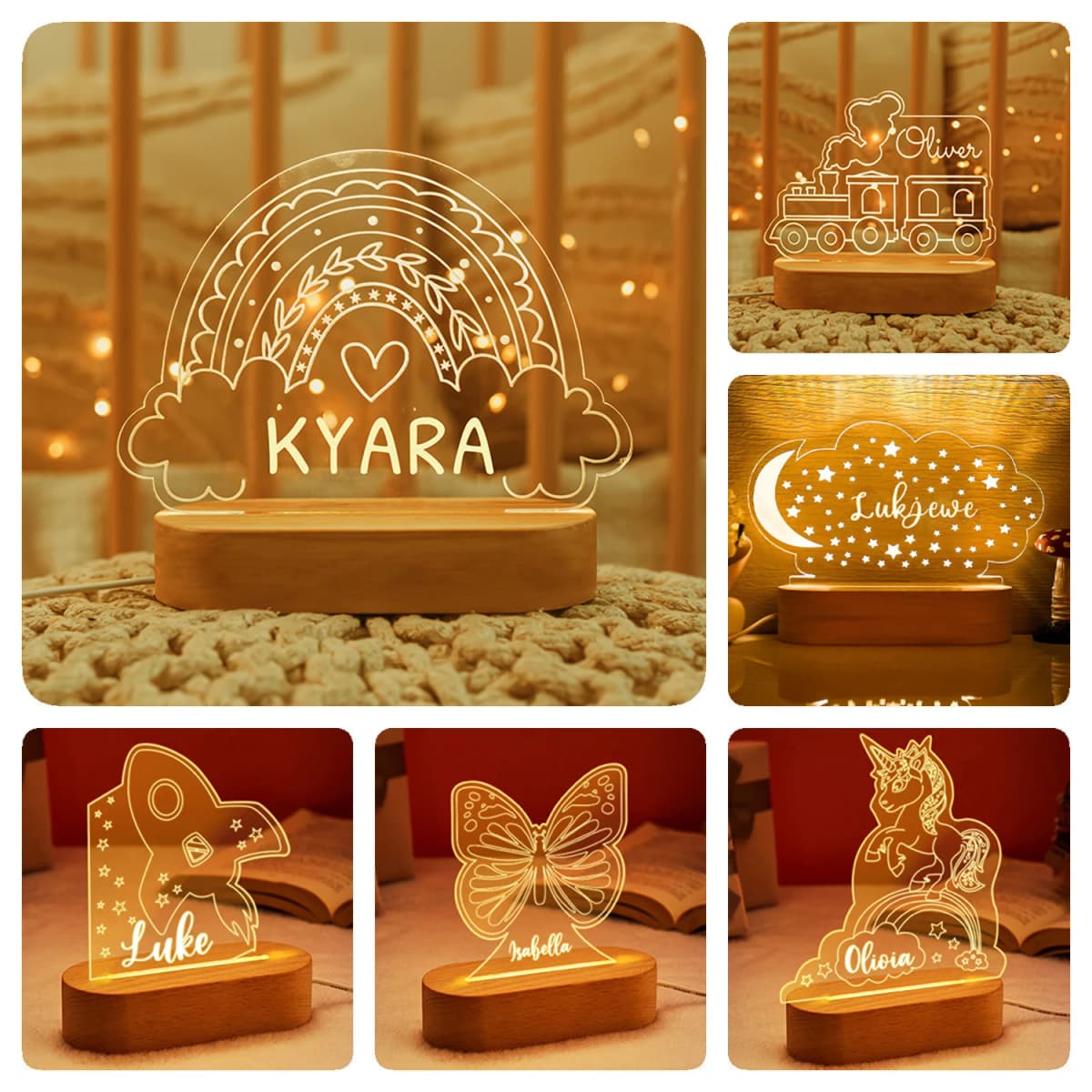 Baby Kids USB Night Light Personalized Children Name Lamp Custom Nursery Newborn Bedroom Home Decoration Birthday Souvenir Gift