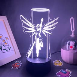 Overwatches OW Game Figure Mercy 3D Led Neon Night Lights Birthday Gift For Friends Gaming Room Table Cool Decor Mercy Lava Lamp