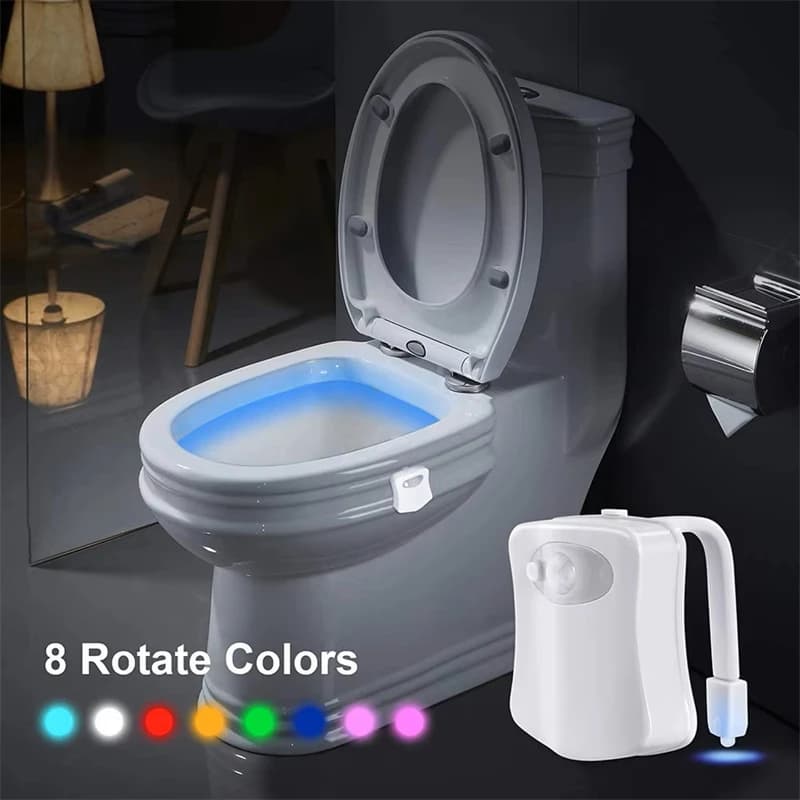 Toilet Motion Sensor Light, 8 Colors Changing Sensor LED Washroom Night Light Inside Toliet Lamp, PIR Motion Activated