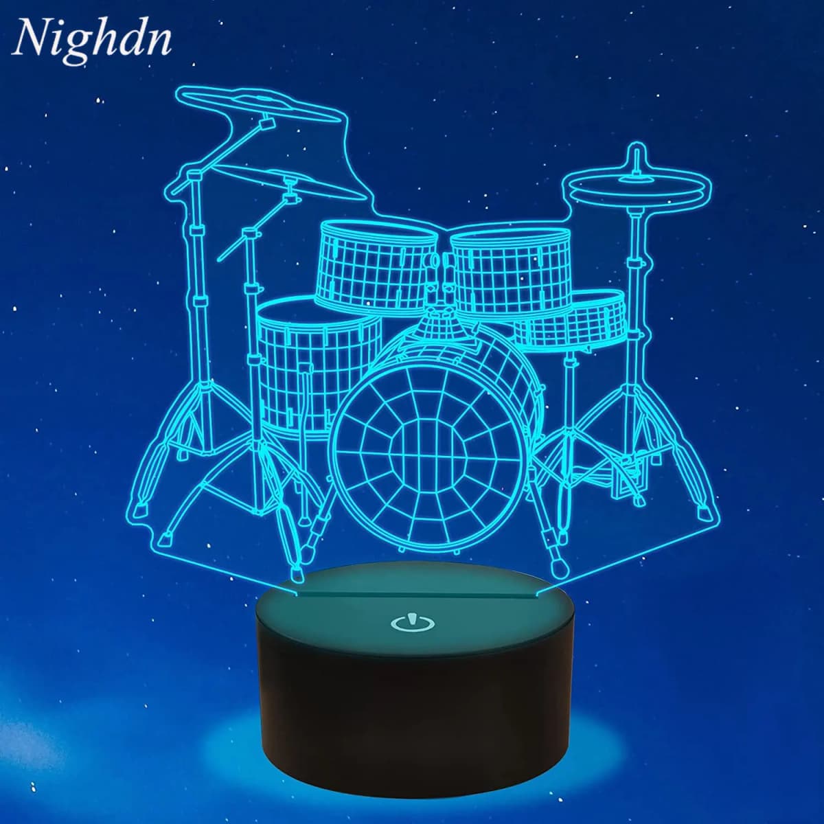 Drum Kit Night Light Led 3D Illusion Lamp for Kids Bedroom Table Bedside Lamp Musical Instrument Shop Home Party Decoration