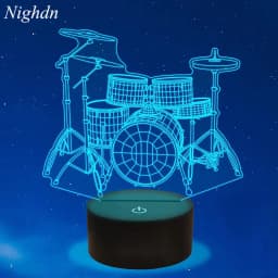 Drum Kit Night Light Led 3D Illusion Lamp for Kids Bedroom Table Bedside Lamp Musical Instrument Shop Home Party Decoration