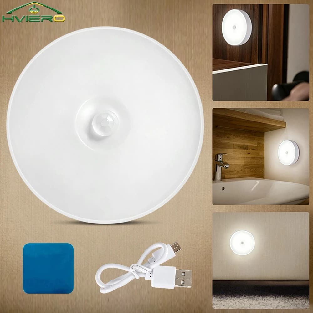 Wireless Night Light Motion Sensor Bedroom 8LED Detector Wall Decoration Round Lamp Room Staircase Closet Bedside Wardrobe Bulbs