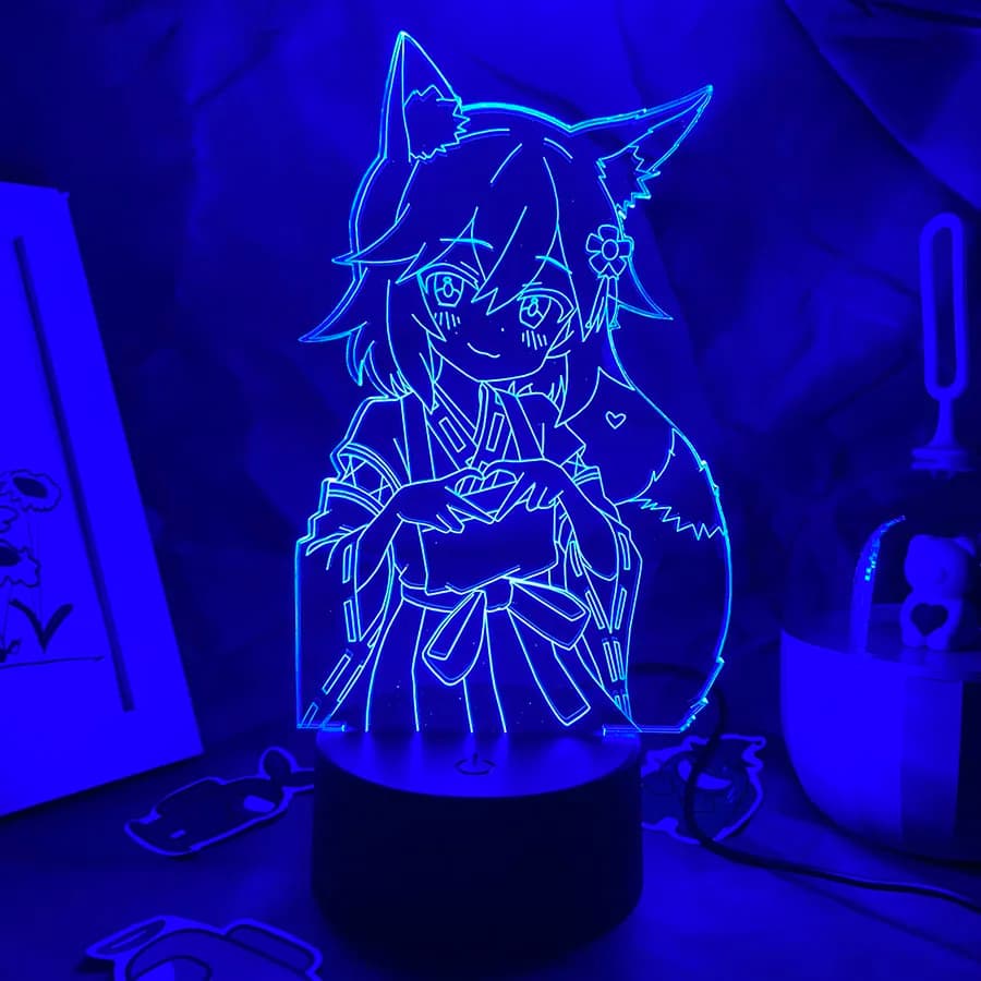 Anime The Helpful Fox Senko San 3D LED Neon Nightlight Birthday Gift for Friend Otaku Bedroom Decor Manga No Senko San Lava Lamp