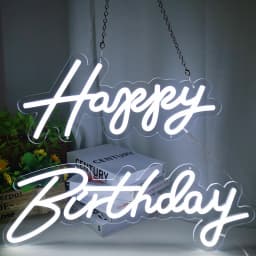 Happy Birthday Neon Sign 45-76cm Customized Size with Dimmable Silicone LED Neon and Clear Acrylic Backer Birthday Party Lights