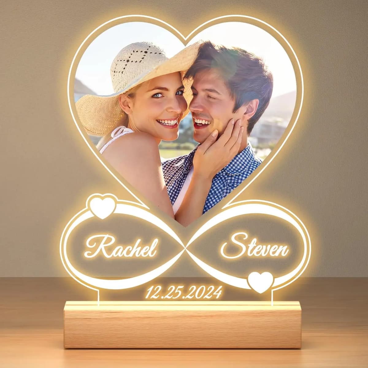 Personalized Custom Photo Text 3D Acrylic Lamp Customized Bedroom Night Light Valentine's Day Wedding Anniversary Birthday Gifts