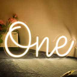 Dimmable LED Neon Sign 'ONE' for Baby's 1st Birthday Party Decor USB Powered Neon Light for Home Bar Stand Art Decoration