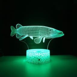 Nighdn Fish 3D Illusion Table Lamp LED Touch Acrylic 7/16 Color Changing Night Light Gift for Kids Elder Bedroom Decoration