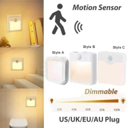 LED Motion Sensor Light Wireless Night Lamp US EU UK AU Plug Dimmable Sensor Night Lamp for Bedroom Hallway Corridor Lighting