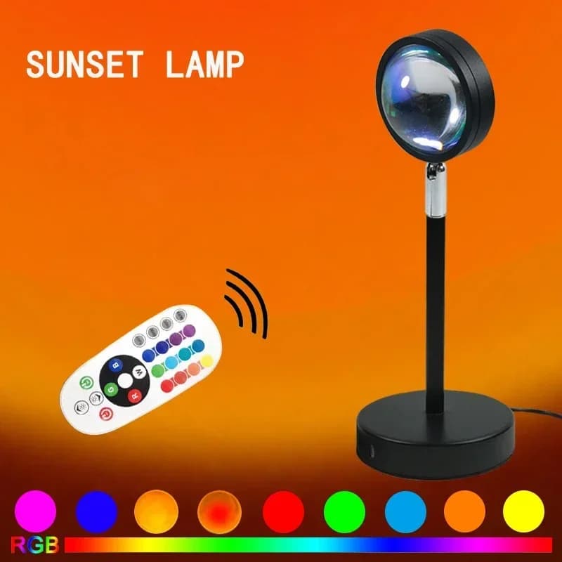 Sunset Mood Light Multiple Colors Sunset Projection Lamp with Remote Night Light for Room Bedroom Decoration Sunset Lamp Usb