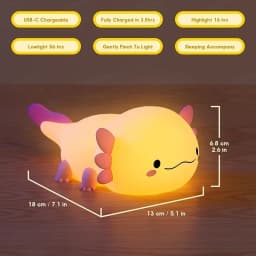 Axolotl Night Light, Dimmable Silicone Animal Nursery Nightlight,Kawaii Rechargeable Bedside Touch Lamp,Baby Room Decor