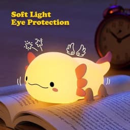 Axolotl Night Light, Dimmable Silicone Animal Nursery Nightlight,Kawaii Rechargeable Bedside Touch Lamp,Baby Room Decor