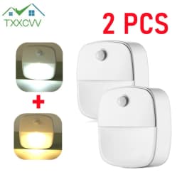 2Pcs Motion Sensor Light Wireless LED Night Lights AAA Battery Powered Bedroom Wall Staircase Closet Aisle Body Induction Lights
