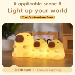 Capybara Cute Night Light, Squishy Lamp Gifts Toys, Rechargeable LED Dimmable Silicone Nightlight for Kids