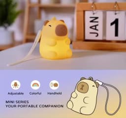 Capybara Cute Night Light, Squishy Lamp Gifts Toys, Rechargeable LED Dimmable Silicone Nightlight for Kids