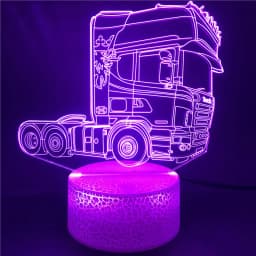 Truck Head 3D Illusion Lamp Acrylic Led Night Light Bedroom Decoration Nightlight 7 Color Changing Gift Kids Child