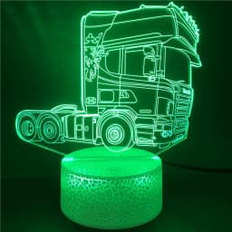 Truck Head 3D Illusion Lamp Acrylic Led Night Light Bedroom Decoration Nightlight 7 Color Changing Gift Kids Child