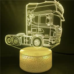 Truck Head 3D Illusion Lamp Acrylic Led Night Light Bedroom Decoration Nightlight 7 Color Changing Gift Kids Child