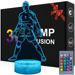 NO.7 Football Player Figurine Night Light for Boys Home Football Decor 16 Color Changing Football Gifts for Kids
