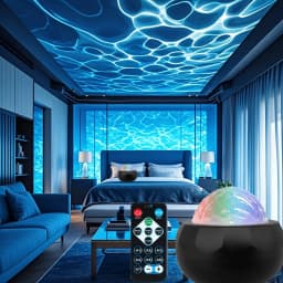 New LED Projector Night Light Starry Sky Atmosphere 7 Modes Remote Ocean Wave Light for Bedroom Decor Baby Lamp Home Kids Gift