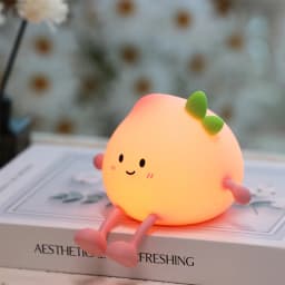 USB Rechargeable Night Light Peach Silicone Night Lights Touch Sensor Bedroom Bedside Cat Lamp With Remote For Kids Baby Gift