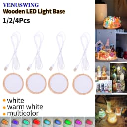 1/2/4Pcs Round Wooden LED Night Light Base for Decorative Holder Display Stand For Crystals Glass Ball Decor Art Ornament