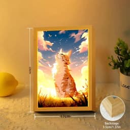 Cute Cat Kawaii Pets Light Painting Picture Frame Led Night Light Moon Lamp Room Decor Home Bedroom Friends Kids Birthday Gifts
