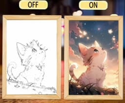 Cute Cat Kawaii Pets Light Painting Picture Frame Led Night Light Moon Lamp Room Decor Home Bedroom Friends Kids Birthday Gifts