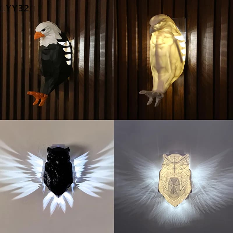 Wall Mount Eagle Night Light Owl Eagle Shape Cool Wall Decor Lamp Decorative Animal Lamp For Bedroom Living Room 〔YY32〕