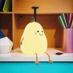 Rechargeable LED Cartoon Pear Nightlight, Silicone Light, Bedside Decor, Color Changing, Atmosphere Lamp for Kids, Holiday Gifts