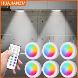 RGB Color Under Cabinet Light Wireless LED Light Remote Control 12 Color Touch Dimmable Night Light for Kitchen Closet Counter