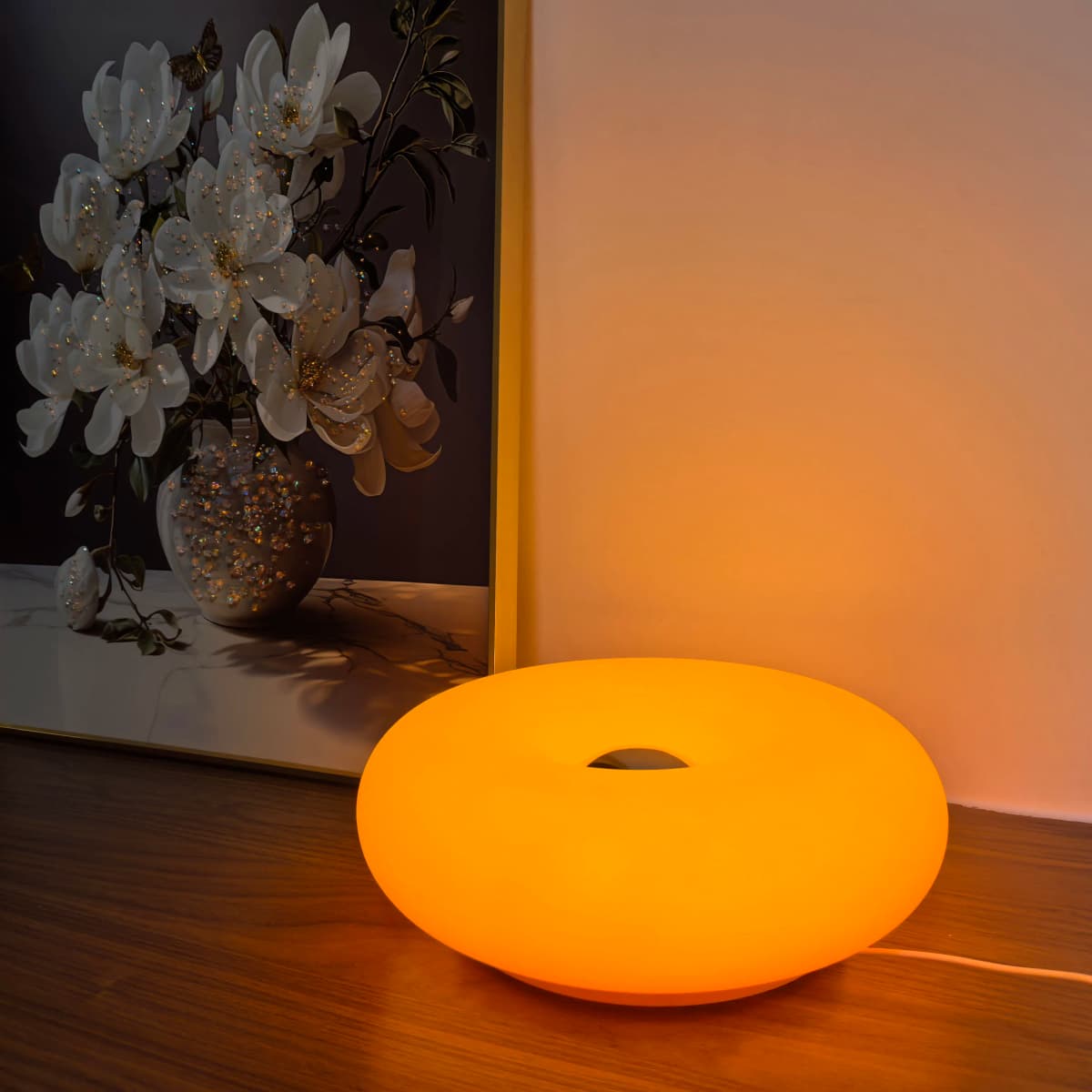 USB Plug Doughnut Table Lamp Bedroom Bedside Ambient Light Bauhaus Living Room Dining Room Decorative Light(Not Glass)