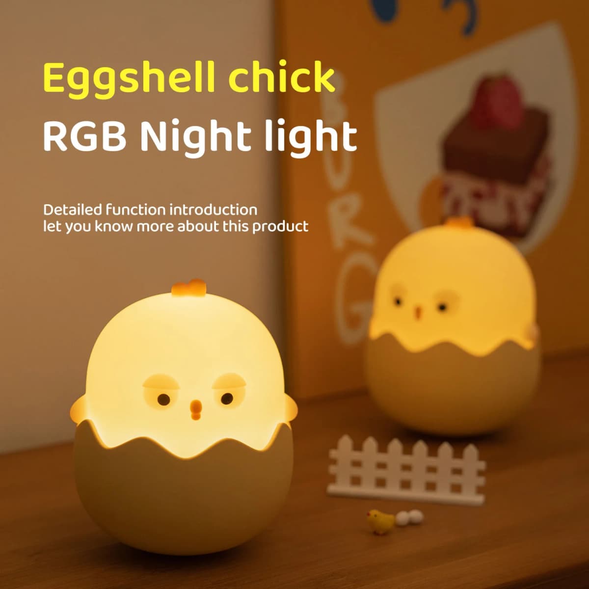 Night Lights Eggshell Chicken Silicone LED Light Children's Bedroom Decorate 7 Color Touch Adjustable Nightlight Indoor Lighting