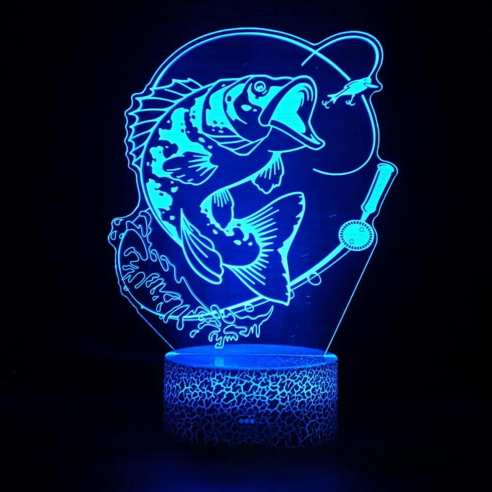 Nighdn 3D Fish Lamp LED Night Light for Kids Room Decor 7 Color Illusion Bedside Lamp Child Nightlight Gift for Men Girls Boys
