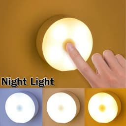 LED Night Lights Touch Sensor Night Lights Self-adhesive Wall Lights Battery Powered Portable Round Dimming Lamp Room Decoration