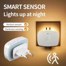 With EU Socket Motion Sensor Tri Color LED Night Light Ambient Wall Lamp for Bedroom Staircase Corridor Bathroom Entrance Hall