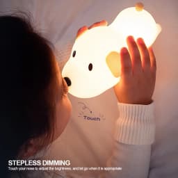 USB Rechargeable Bedside Mood Light Puppy Lamp Silicone Dog LED Night Lights Touch Sensor Colors for Children Baby Toy Gift