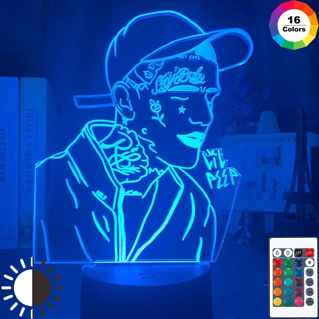 American Rapper Lil Peep Led Night Light for Home Decoration Colorful Nightlight Gift for Fans Dropshipping 3d Lamp Celebrity