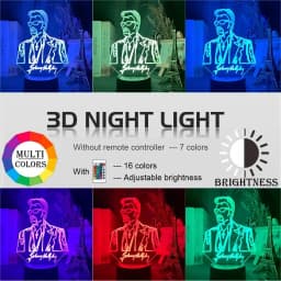 French Celebrity Johnny Hallyday Signature Led Night Light Fans Gift Home Decoration Color Changing Nightlight Bedroom Desk Lamp
